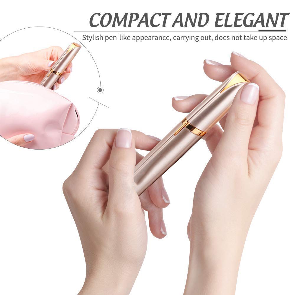 Mini Electric Eyebrow Trimmer Lipstick Brows Pen Hair Remover Painless Eye brow Razor Epilator With LED Light