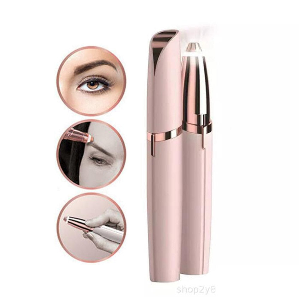 Mini Electric Eyebrow Trimmer Lipstick Brows Pen Hair Remover Painless Eye brow Razor Epilator With LED Light